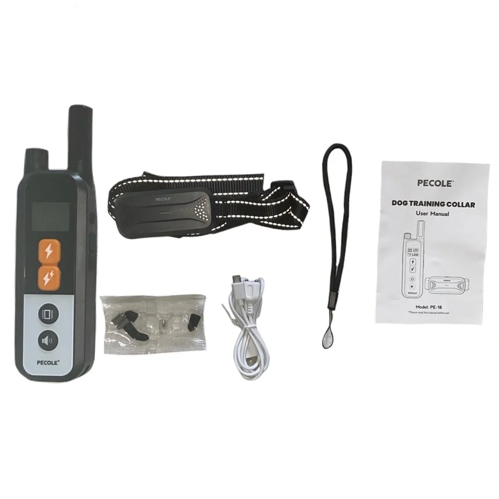 PECOLE PE-18 Dog Training Collar & Remote Adjustable 99 Levels & 3 Modes, Black